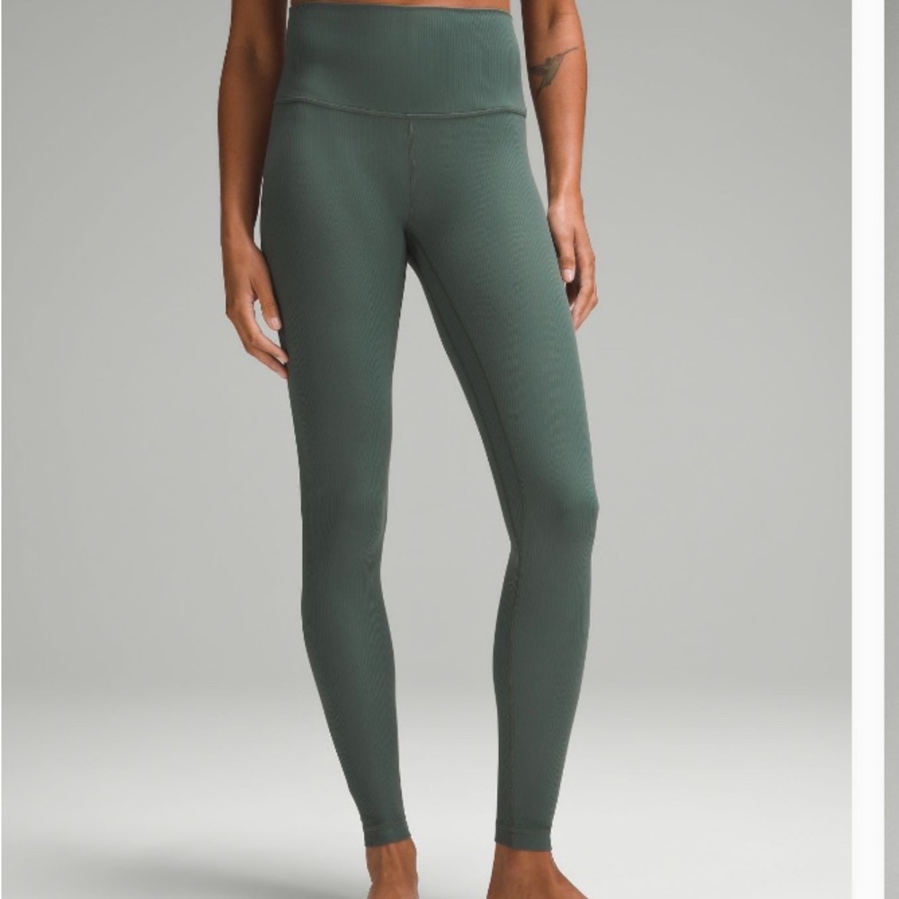 lululemon Align™ High-Rise Ribbed Pant 28"  dark forest